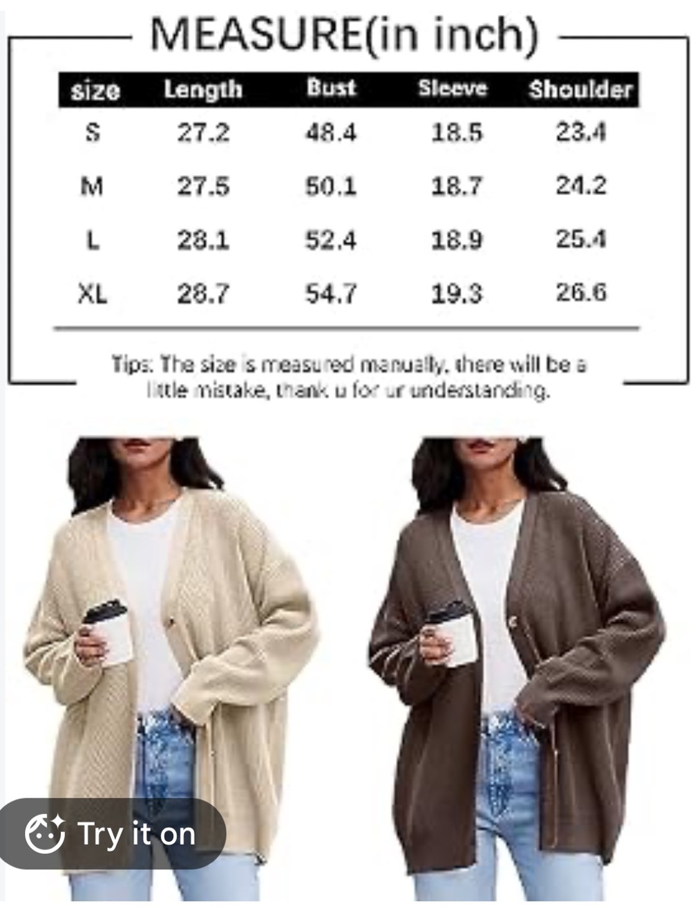 Kissfix Women's Open Front Oversized Button Cardigan Dark Green Medium